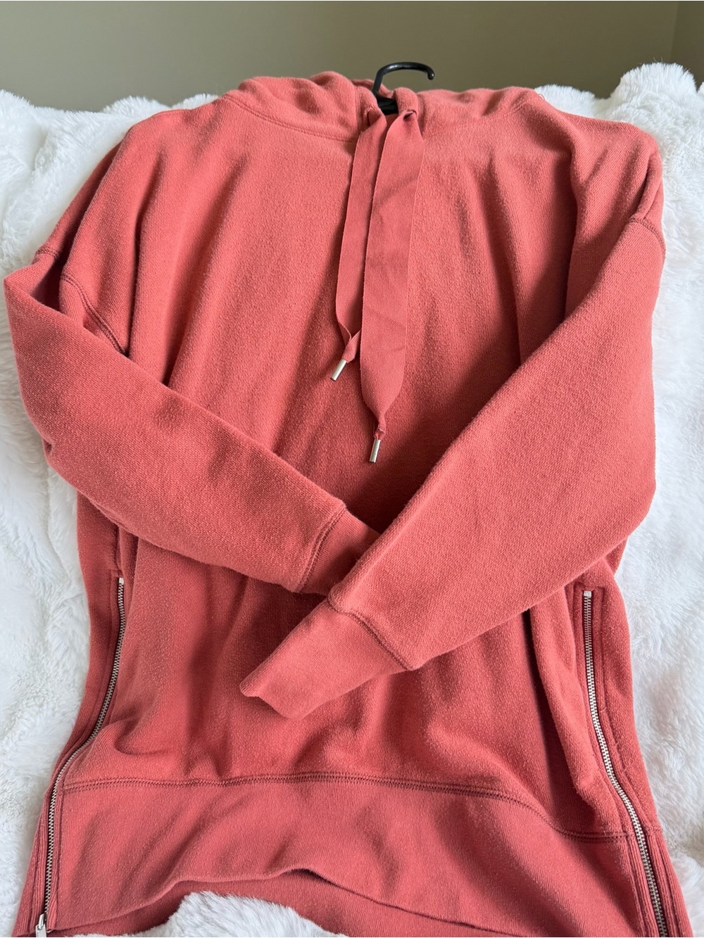Aerie XS Oversized Coral Zip-Side Hoodie